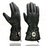 Milwaukee Leather SH231 Men’s Black Leather Warm Gauntlet Motorcycle Cold Weather Gloves - Image 2