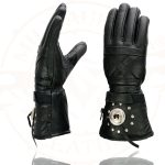 Milwaukee Leather SH231 Men’s Black Leather Warm Gauntlet Motorcycle Cold Weather Gloves - Image 4