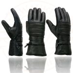 Milwaukee Leather SH232 Men’s Black Leather Warm Lining Gauntlet Motorcycle Hand Gloves W/ Rain Mitten and Adjustable Strap - Image 2