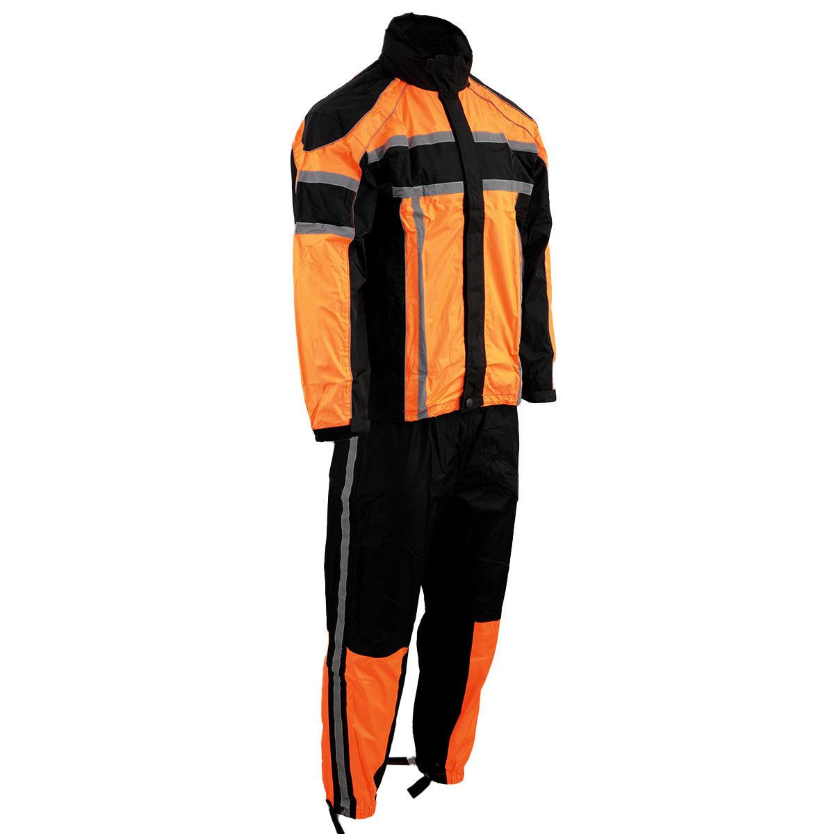 Milwaukee Leather SH233102 Men’s Black and Orange Water Resistant Rain Suit with Reflective Tape