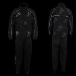 NexGen SH2334 Men’s Black Water Proof Rain Suit with Reflective Flame Skull Design - Image 2
