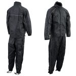 NexGen SH2334 Men’s Black Water Proof Rain Suit with Reflective Flame Skull Design - Image 4