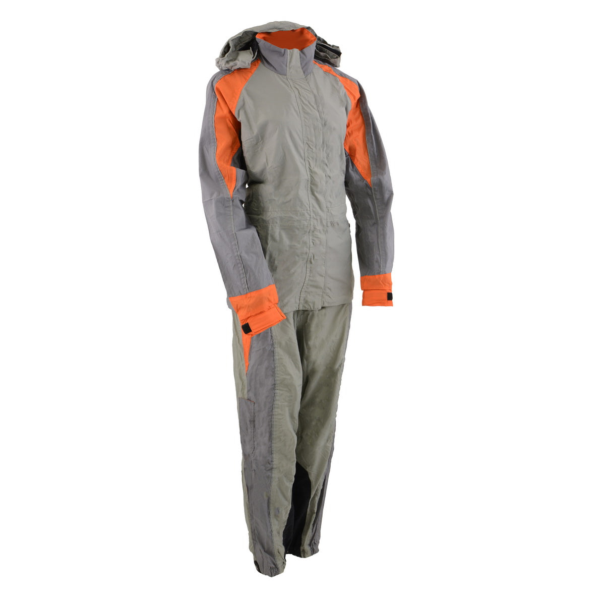 Milwaukee Leather SH2336SGO Women’s Gray and Orange Rain Suit Water Resistant with Reflective Piping