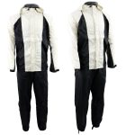 NexGen Ladies SH2343 Beige and Black Hooded Water Proof Rain Suit - Image 4