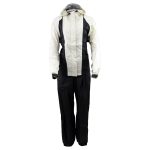 NexGen Ladies SH2344 Beige and Black Hooded Water Proof Rain Suit - Image 7