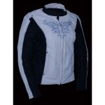 Milwaukee Leather SH2366 Women’s’Reflective Tribal’ Black and Cream Armored Motorcycle Textile Jacket - Image 8