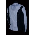 Milwaukee Leather SH2366 Women’s’Reflective Tribal’ Black and Cream Armored Motorcycle Textile Jacket - Image 7