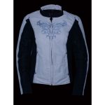 Milwaukee Leather SH2366 Women’s’Reflective Tribal’ Black and Cream Armored Motorcycle Textile Jacket - Image 5