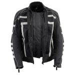 NexGen SH2376 Women’s Black and Grey Nylon with Mesh Armored Racer Jacket with Built in Rain Jacket - Image 5