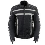 NexGen SH2376 Women’s Black and Grey Nylon with Mesh Armored Racer Jacket with Built in Rain Jacket