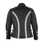 NexGen SH2394 Women’s Black and Silver Textile Racer MC Jacket - Image 2