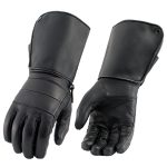 Milwaukee Leather SH262 Men’s Black Leather ‘Long Cuff’ Gauntlet Gloves with Zipper Closure