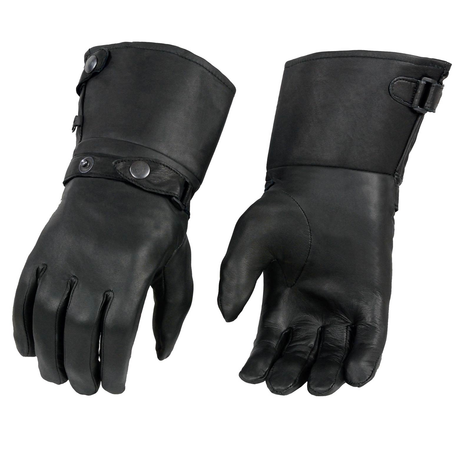 Milwaukee Leather Men’s Gauntlet Motorcycle Hand Gloves-Black Leather Long Cuff Snap Closure Thermal Lined-SH264