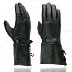 Milwaukee Leather Men’s Gauntlet Motorcycle Hand Gloves-Black Leather Long Cuff Snap Closure Thermal Lined-SH264 - Image 2