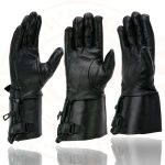 Milwaukee Leather Men’s Gauntlet Motorcycle Hand Gloves-Black Leather Long Cuff Snap Closure Thermal Lined-SH264 - Image 5
