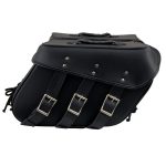 Milwaukee Leather SH55103ZB Zip Off Black Plain PVC Three Strap Motorcycle Saddlebags - Image 2