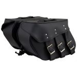 Milwaukee Leather SH55103ZB Zip Off Black Plain PVC Three Strap Motorcycle Saddlebags - Image 6