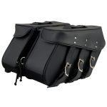 Milwaukee Leather SH55103ZB Zip Off Black Plain PVC Three Strap Motorcycle Saddlebags - Image 4