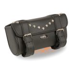 Milwaukee Leather SH62603 Black PVC Double Strap Studded Motorcycle Tool Bag - Image 3