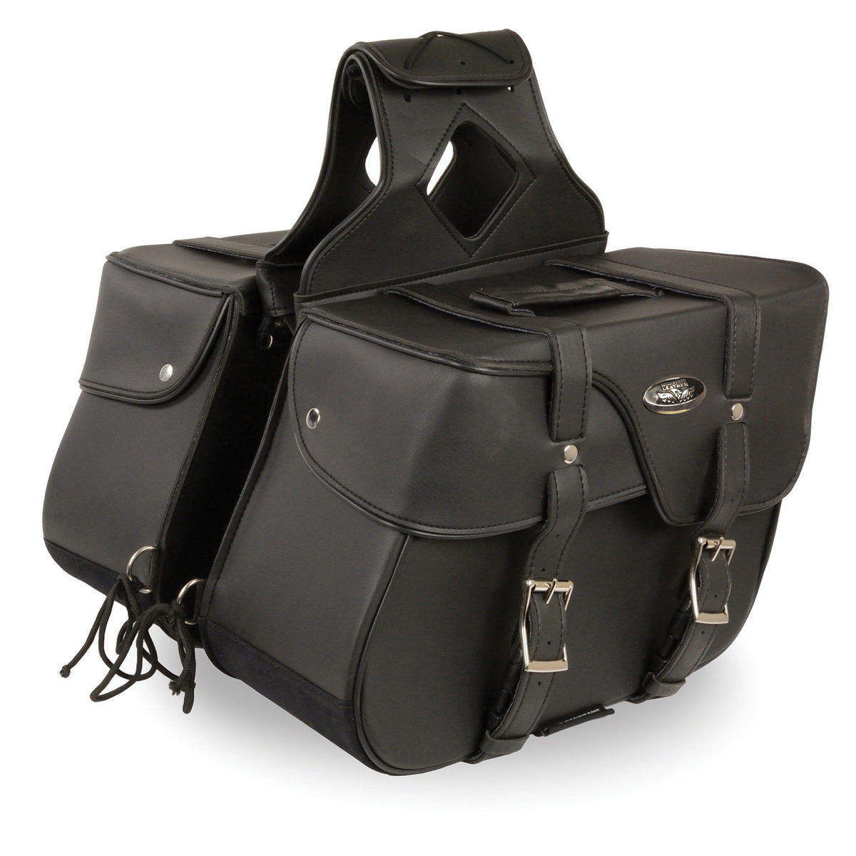 Milwaukee Leather SH64501ZB Black Zip-Off PVC Extended Flap Throw Over Saddlebags (15X11X7X21)