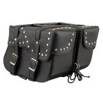 Milwaukee Leather SH645ZB Black 2-Strap PVC Zip Off Throw Over Motorcycle Saddlebags with Chrome Studs - Image 3
