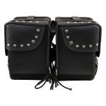 Milwaukee Leather SH645ZB Black 2-Strap PVC Zip Off Throw Over Motorcycle Saddlebags with Chrome Studs - Image 8