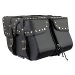 Milwaukee Leather SH645ZB Black 2-Strap PVC Zip Off Throw Over Motorcycle Saddlebags with Chrome Studs - Image 5