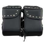 Milwaukee Leather SH645ZB Black 2-Strap PVC Zip Off Throw Over Motorcycle Saddlebags with Chrome Studs - Image 6