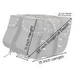 Milwaukee Leather SH645ZB Black 2-Strap PVC Zip Off Throw Over Motorcycle Saddlebags with Chrome Studs - Image 2