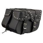 Milwaukee Leather SH645ZB Black 2-Strap PVC Zip Off Throw Over Motorcycle Saddlebags with Chrome Studs - Image 7