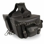 Milwaukee Leather SH66601ZB Black Zip-Off Double Pocket Studded PVC Throw Over Saddlebags - Image 12