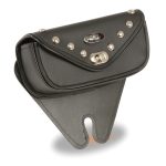 Milwaukee Leather Performance SH67103 Black Small Single Pocket Studded Windshield Mount Bag with Turn Clasp
