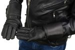 Milwaukee Leather SH857 Men’s Long Cuff Thermal Lined USA Deerskin Black Leather Gauntlet Motorcycle Gloves - Image 2