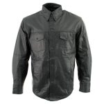 Leather King SH908 Men’s Black Button-Down Lambskin Leather Shirt - Image 4