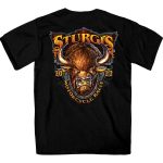 2022 Sturgis Motorcycle Rally SPB1005 Crazy Buffalo Men’s Black T-Shirt - Image 3