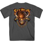 2022 Sturgis Motorcycle Rally SPB1007 Crazy Buffalo Men’s Charcoal T-Shirt - Image 3