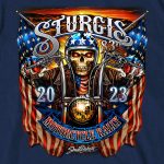 Hot Leathers SPB1070 Men’s Navy Blue 2023 Sturgis # 1 Design America T-Shirt - Image 4