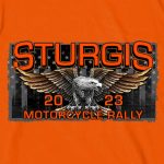 Hot Leathers SPB1083 Men’s Orange Sturgis 2023 Main Street T-Shirt - Image 3