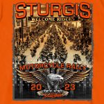 Hot Leathers SPB1083 Men’s Orange Sturgis 2023 Main Street T-Shirt - Image 2