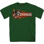Hot Leathers SPB1087 Men’s Forest Green 2023 Sturgis Native Wolf T-Shirt - Image 3