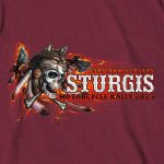 Hot Leathers SPB1089 Men’s Maroon 2023 Sturgis Native Wolf T-Shirt - Image 2