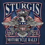 Hot Leathers SPB1104 Men’s 2023 Sturgis Vintage Patriot Navy Blue T-Shirt - Image 3