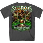 2024 Sturgis #1 Men’s Design Eagle & Skull Charcoal Motorcycle Rally T-Shirt SPB1137 - Image 2