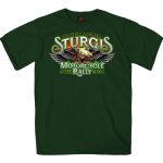 2024 Sturgis #1 Men’s Design Eagle & Skull Green Motorcycle Rally T-Shirt SPB1138