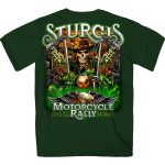 2024 Sturgis #1 Men’s Design Eagle & Skull Green Motorcycle Rally T-Shirt SPB1138 - Image 2