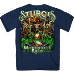 2024 Sturgis #1 Men’s Design Eagle & Skull Navy Motorcycle Rally T-Shirt SPB1139 - Image 2