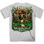 2024 Sturgis #1 Men’s Design Eagle & Skull Ash Motorcycle Rally T-Shirt SPB1140 - Image 2
