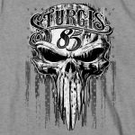 2025 Sturgis Motorcycle Rally Badass Skull Heather Grey Men’s T-Shirt - Image 5