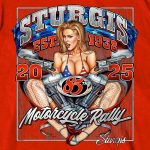 2025 Sturgis Motorcycle Rally Motor Pin UP Red SS T-Shirt SPB1167 - Image 5