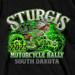 2025 Sturgis Motorcycle Rally Skeleton Chief Black Men’s T-Shirt - Image 4